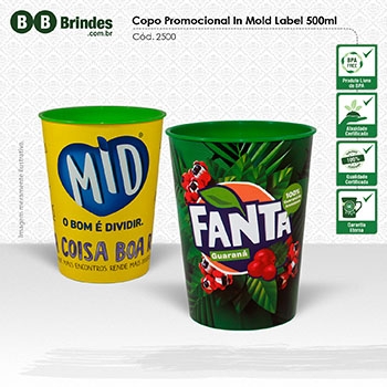 Copos personalizado, Canecas personalizada, Long drink personalizado - Copo Promocional in Mold Label 500mL